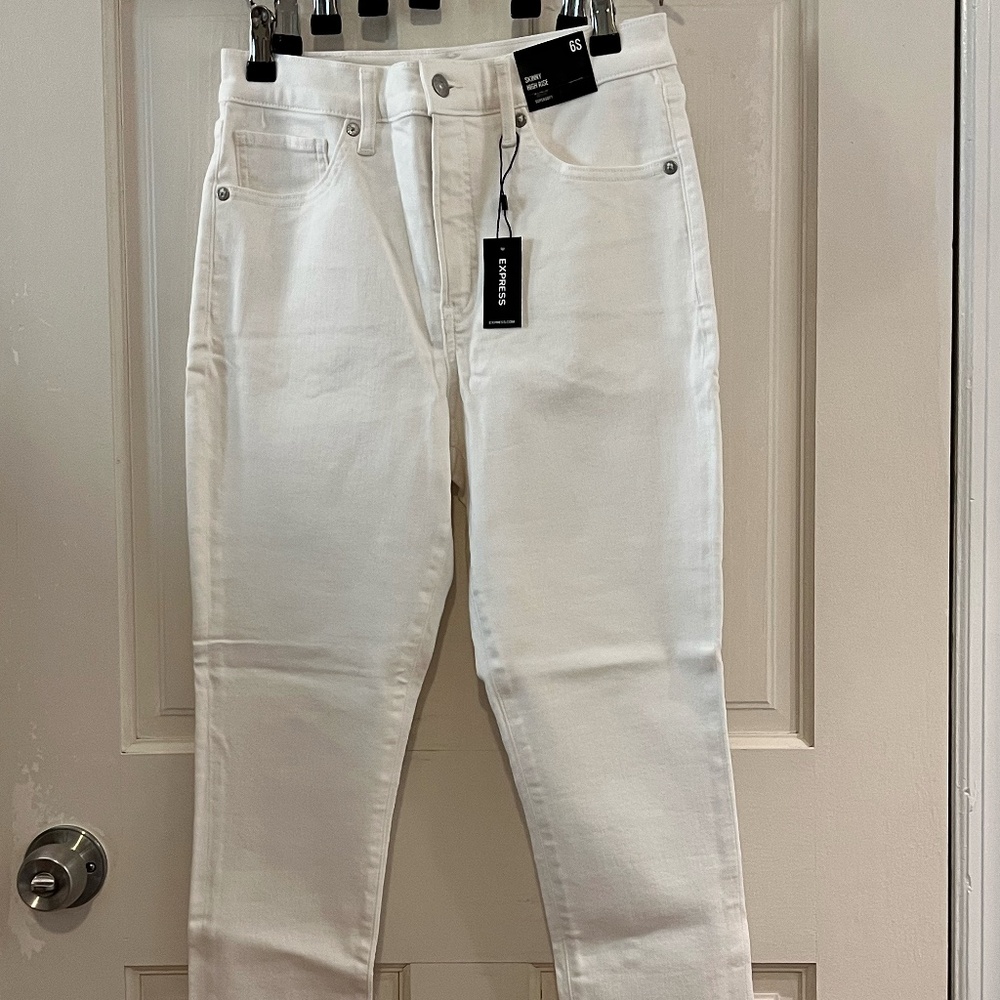 Express Women's Jeans Skinny High Rise Super soft White Denim Sz 6s